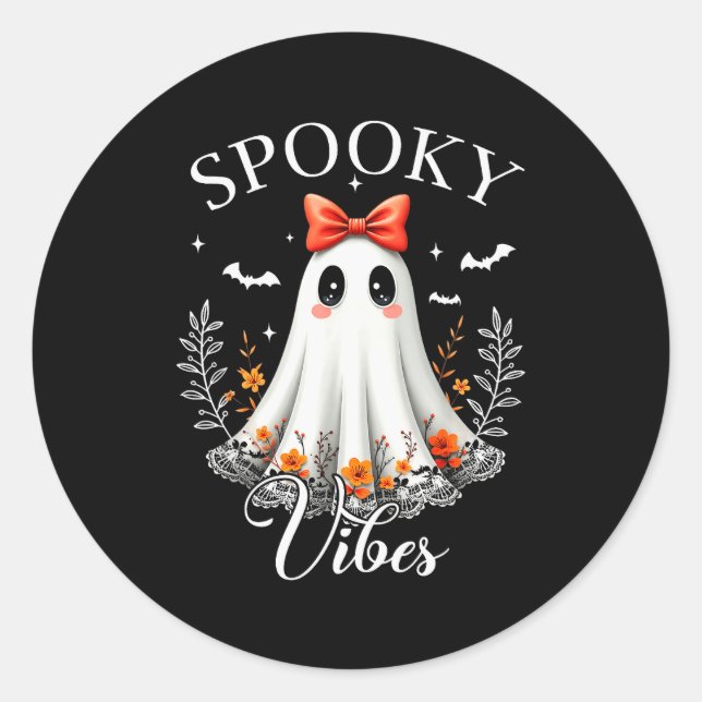 Soky Vibes Ghost Retro Groovy Halloween Women Girl Classic Round Sticker (Front)