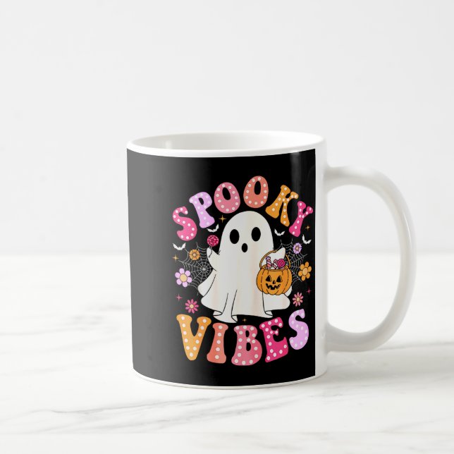 Soky Vibes Ghost Retro Groovy Halloween Women Girl Coffee Mug (Right)