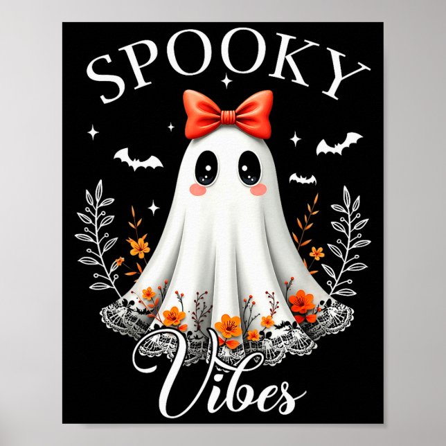 Soky Vibes Ghost Retro Groovy Halloween Women Girl Poster (Front)