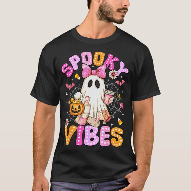 Soky Vibes Ghost Retro Groovy Halloween Women Girl T-Shirt (Front)