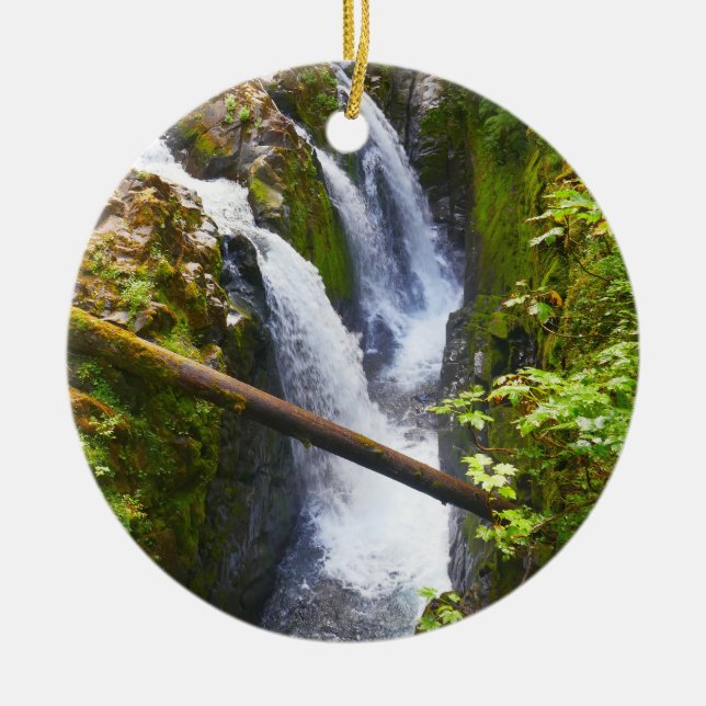 Sol Duc Falls I at Olympic National Park Ceramic Tree Decoration (Front)