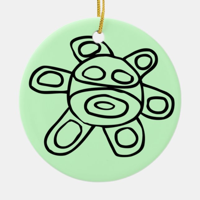 Sol Taíno de Jayuya Ceramic Tree Decoration (Front)