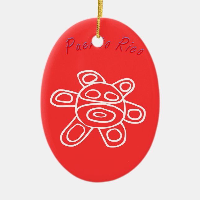 Sol Taino de Jayuya Ceramic Tree Decoration (Front)