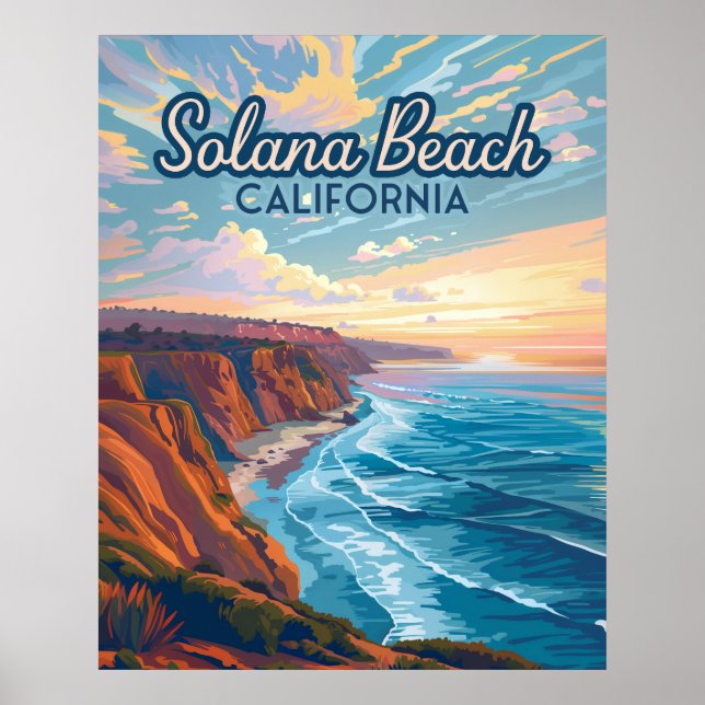 Solana Beach California San Diego Vintage Poster (Front)