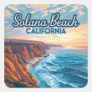 Solana Beach California San Diego Vintage Square Sticker