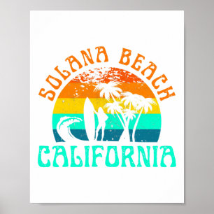 Solana Beach California Surf Summer Vacation Vinta Poster