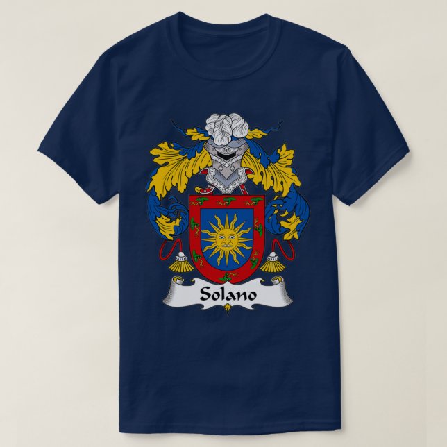 Solano Coat of Arms Family Crest  T-Shirt (Design Front)