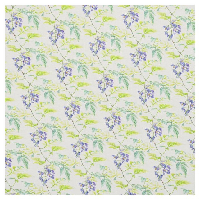 Solanum botanical watercolor potato creeper fabric (Swatch)