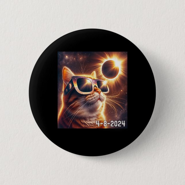 Solar 2024 Eclipse Wearing Gles  6 Cm Round Badge (Front)