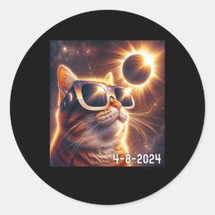 Solar 2024 Eclipse Wearing Gles Classic Round Sticker