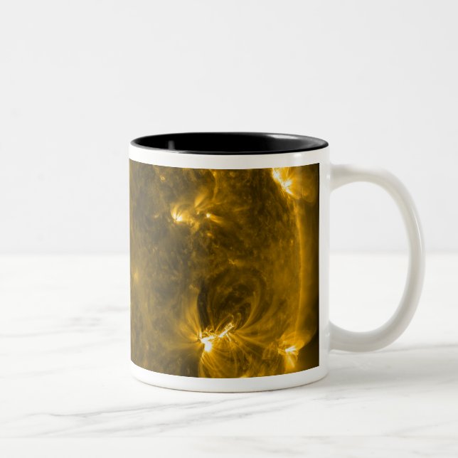 Solar activity on the Sun 4 Two-Tone Coffee Mug (Right)
