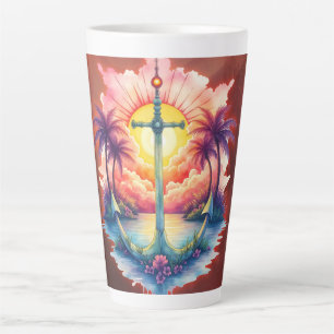 Solar anchor in a tropical paradise. latte mug