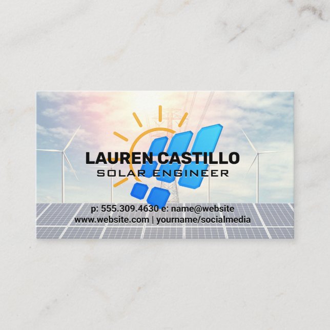 Solar and Wind Energy | Tech Engineer  Business Card (Front)