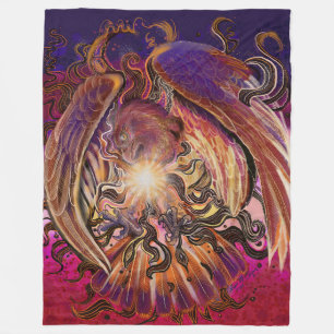 Solar Burst Hawk Fleece Blanket