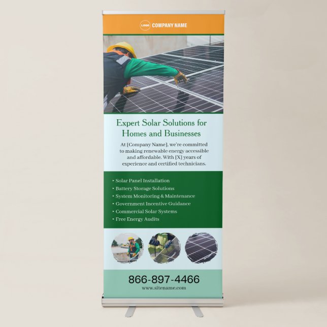 Solar Business Editable Vertical Banner (Front)