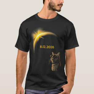 Solar Cat Eclipse View Totality 12 August 2026 T-Shirt