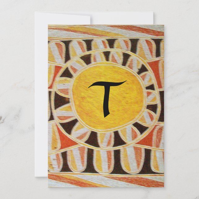 SOLAR CHAMPAGNE MONOGRAM, yellow orange black red Invitation (Front)