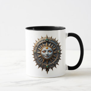 Solar clock steampunk mystical face. mug