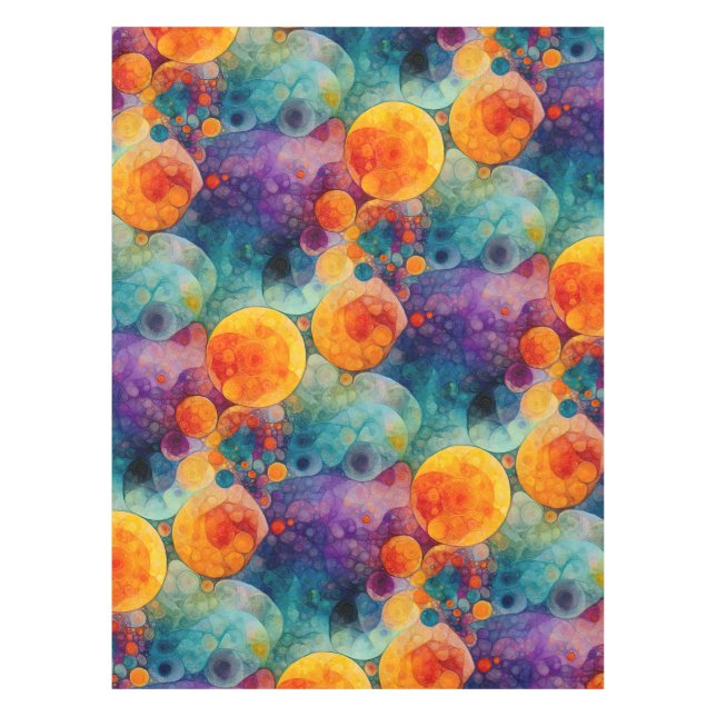 Solar Drift Vibrant Fractal Art Abstract Pattern Tablecloth (Front)