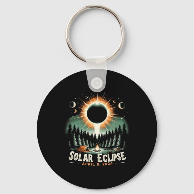 Solar Eclipse 04.08.2024 American Solar Eclipse  Key Ring (Front)