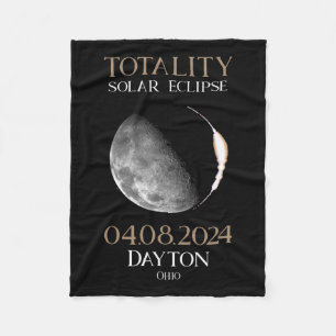 Solar Eclipse 2024 04 Dayton Ohio Fleece Blanket