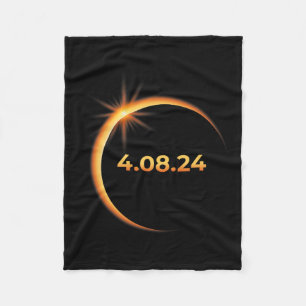 Solar Eclipse 2024 America Totality 04 08 24 Sprin Fleece Blanket