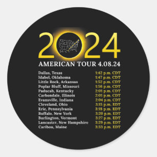 Solar Eclipse 2024 American Tour 2024 Totality Tot Classic Round Sticker