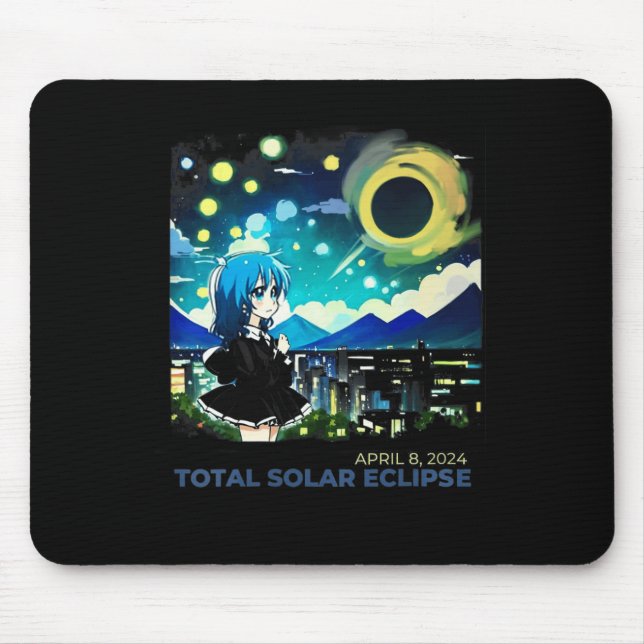 Solar Eclipse 2024 Anime Style Art  Mouse Mat (Front)