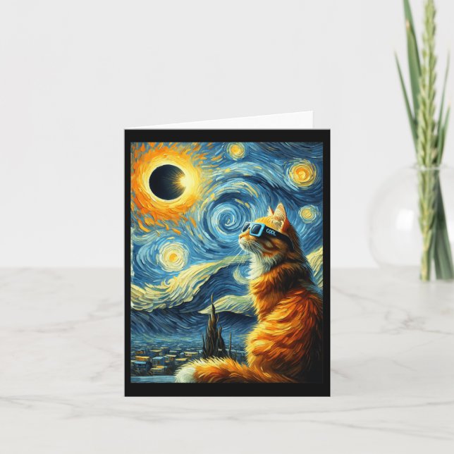 Solar Eclipse 2024 April 8 Cat Totality Solar Ecli Card (Front)