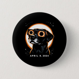 Solar Eclipse 2024 April 8 Dog Solar Eclipse Glass 6 Cm Round Badge
