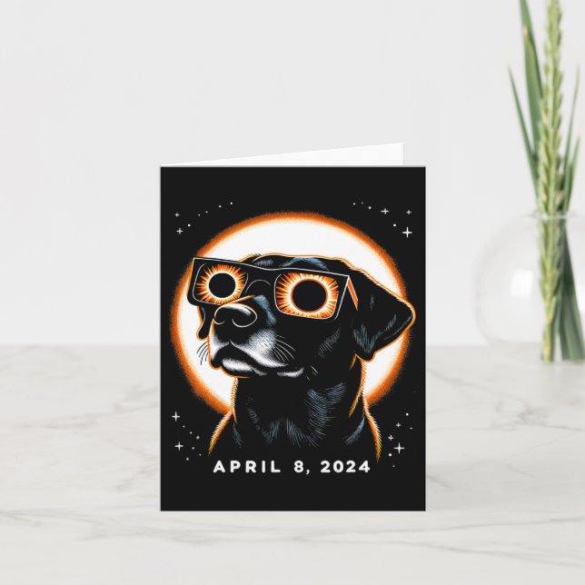 Solar Eclipse 2024 April 8 Dog Solar Eclipse Glass Card (Front)