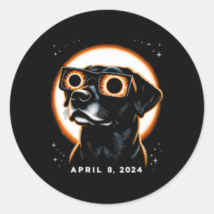 Solar Eclipse 2024 April 8 Dog Solar Eclipse Glass Classic Round Sticker
