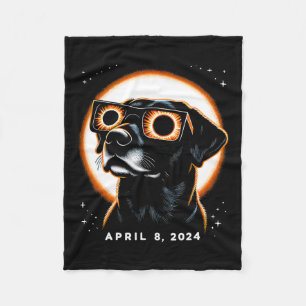 Solar Eclipse 2024 April 8 Dog Solar Eclipse Glass Fleece Blanket