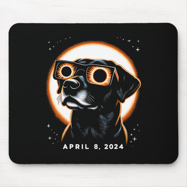 Solar Eclipse 2024 April 8 Dog Solar Eclipse Glass Mouse Mat (Front)