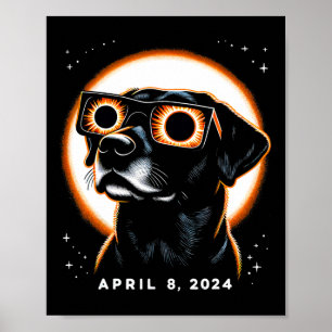Solar Eclipse 2024 April 8 Dog Solar Eclipse Glass Poster