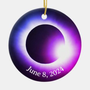 Solar eclipse 2024, April 8th Ceramic Tree Decoration
