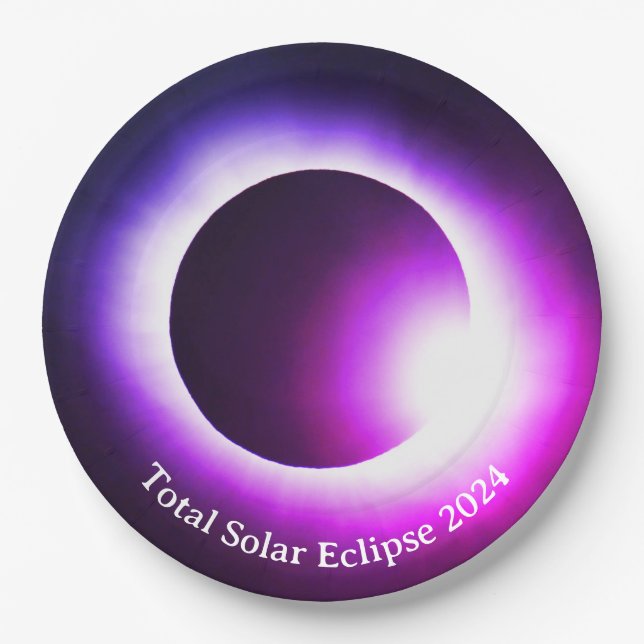 Solar eclipse 2024, April 8th Paper Plate (Front)
