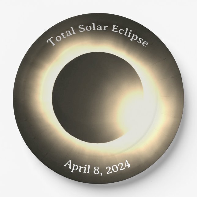 Solar eclipse 2024, April 8th Paper Plate (Front)