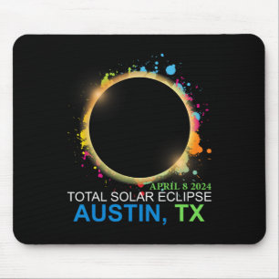 Solar Eclipse 2024 Austin Texas Colourful Totality Mouse Mat