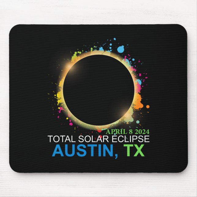 Solar Eclipse 2024 Austin Texas Colourful Totality Mouse Mat (Front)