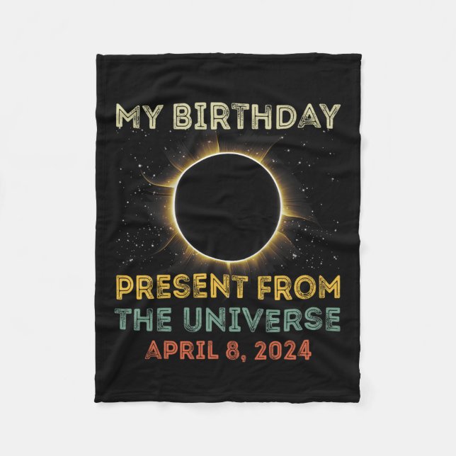 Solar Eclipse 2024 Birthday Present 4.8.24 Totalit Fleece Blanket (Front)