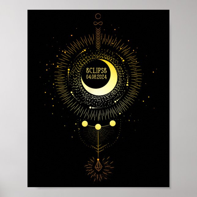 Solar Eclipse 2024 Boho Sun Moon Path Total Lunar  Poster (Front)