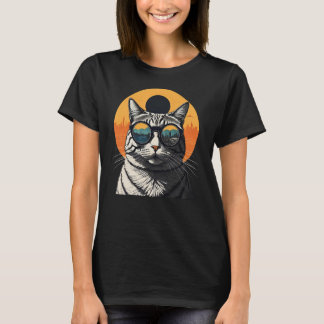 Solar Eclipse,2024 Cat Wearing Solar Eclips Glasse T-Shirt
