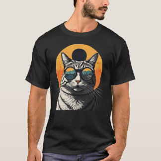 Solar Eclipse,2024 Cat Wearing Solar Eclips Glasse T-Shirt