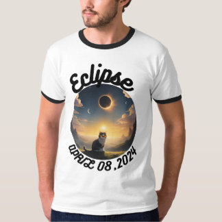 Solar Eclipse,2024 Cat Wearing Solar Eclips Glasse T-Shirt