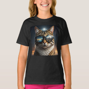 Solar Eclipse,2024 Cat Wearing Solar Eclips Glasse T-Shirt