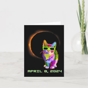 Solar Eclipse 2024 Cat Wearing Solar Eclipse Glass Card