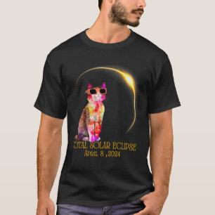 Solar Eclipse 2024 Cat Wearing Solar Eclipse Glass T-Shirt