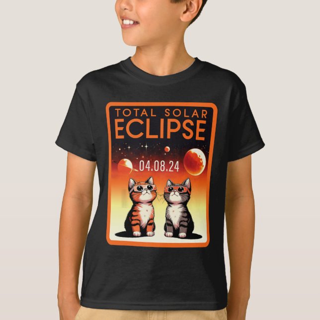Solar Eclipse 2024 Cats Total Solar Eclipse 4.08.2 T-Shirt (Front)