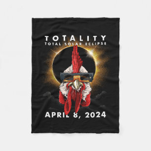 Solar Eclipse 2024 Chicken Rooster Fleece Blanket